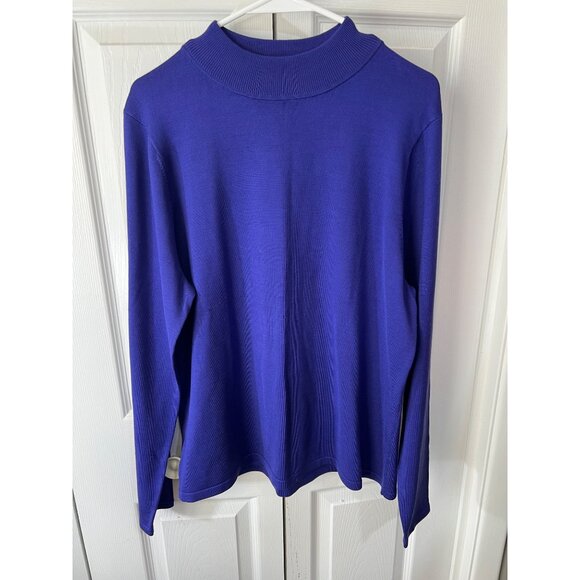 Pendleton Womens Tall Blue Mock Turtleneck Sweater L - Picture 1 of 8